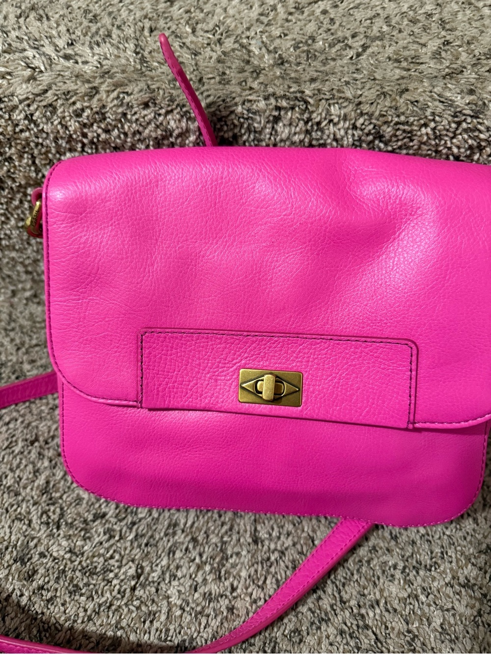 Bright Pink Leather Crossbody Bag fossil - Picture 7 of 7